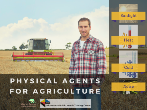 Young farmer standing in a field being combine harvested behind him.