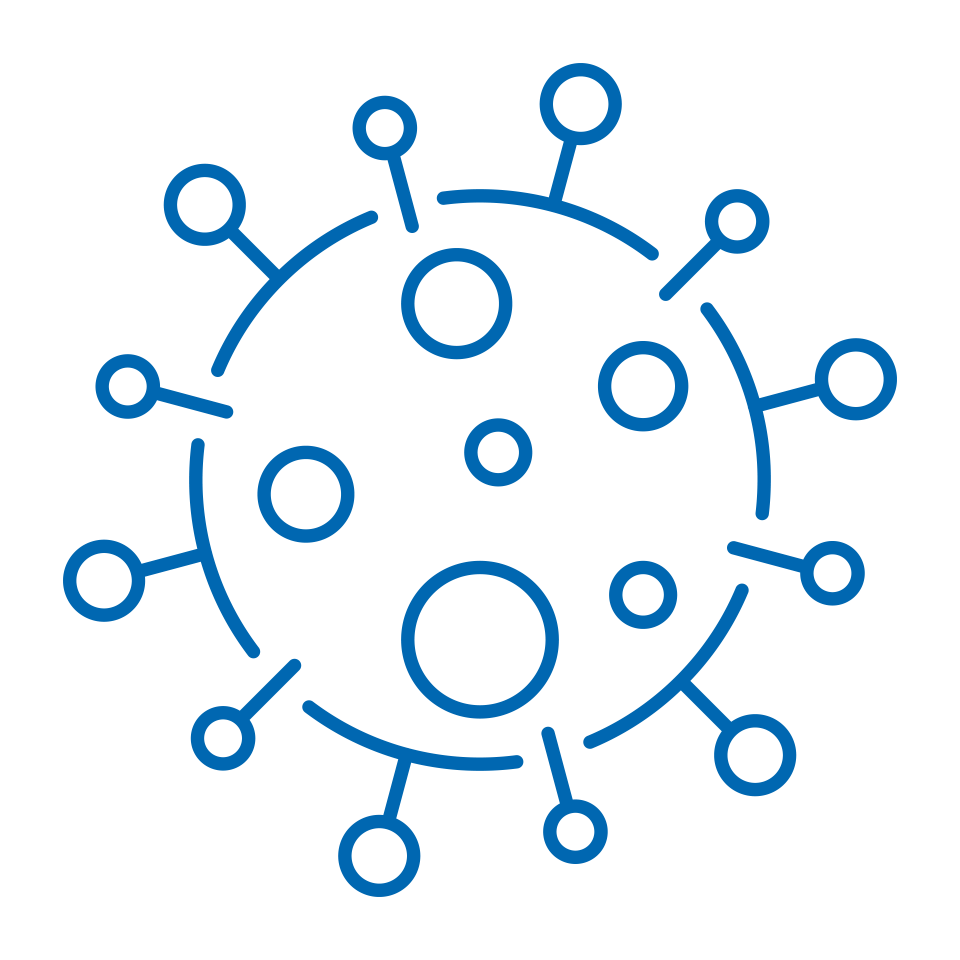 Stylized graphic of the COVID-19 virus